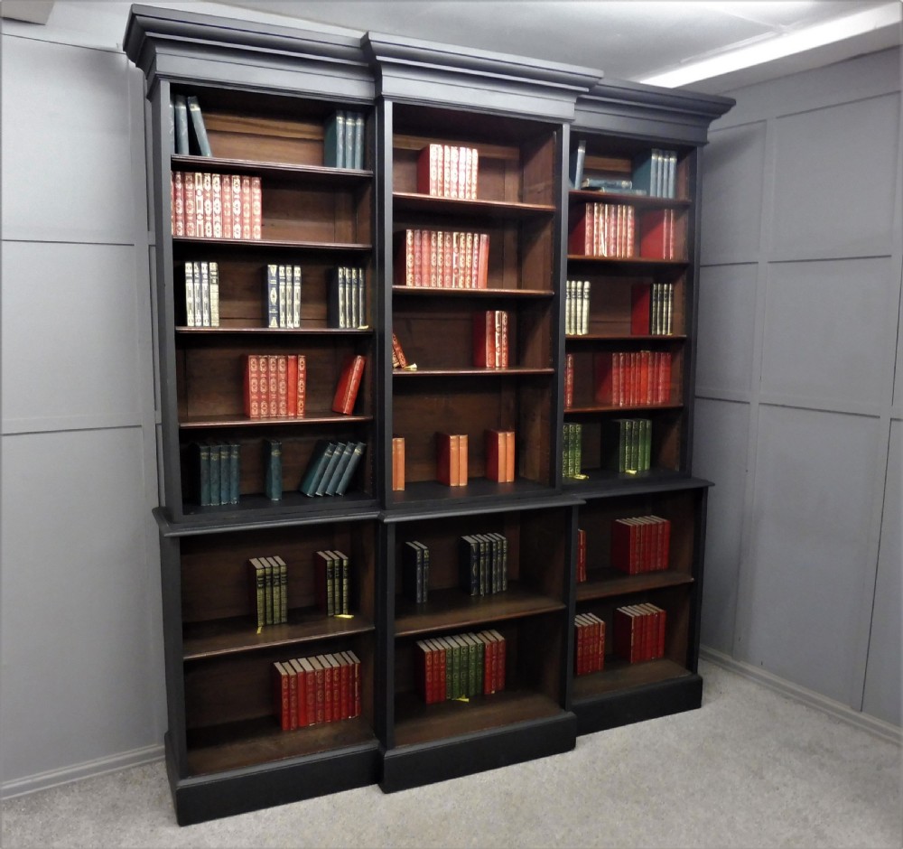 LARGE RUSTIC VICTORIAN PAINTED BOOKCASE