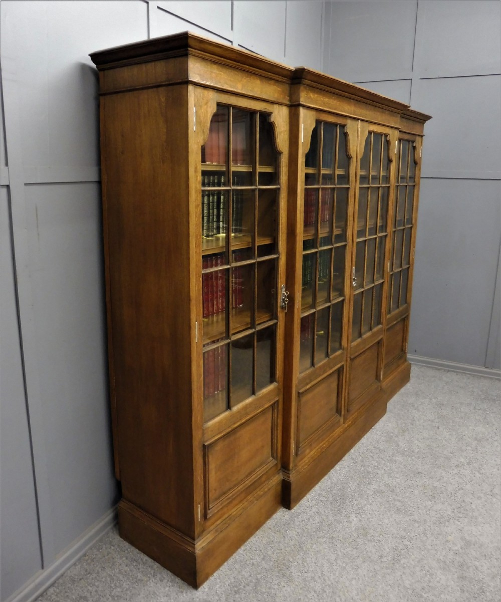 LARGE EDWARDIAN OAK 4 DOOR BOOKCASE View VI