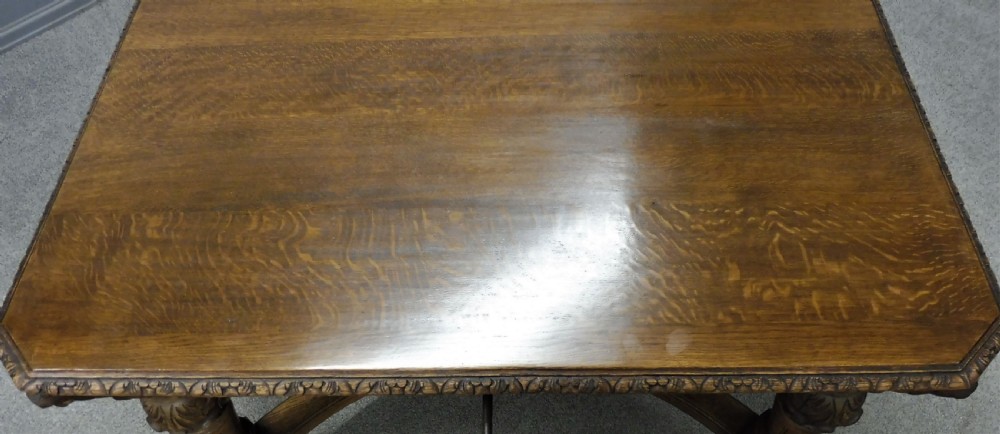 VICTORIAN CARVED OAK EXTENDING DINING TABLE CIRCA 1880 View V