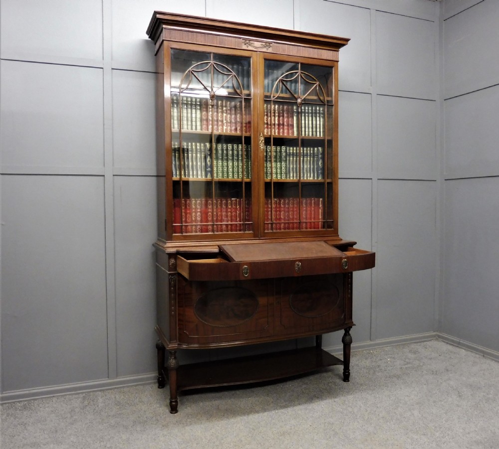 SUPERIOR QUALITY EDWARDIAN SECRETAIRE BOOKCASE BY CHRISTOPHER PRATT View II