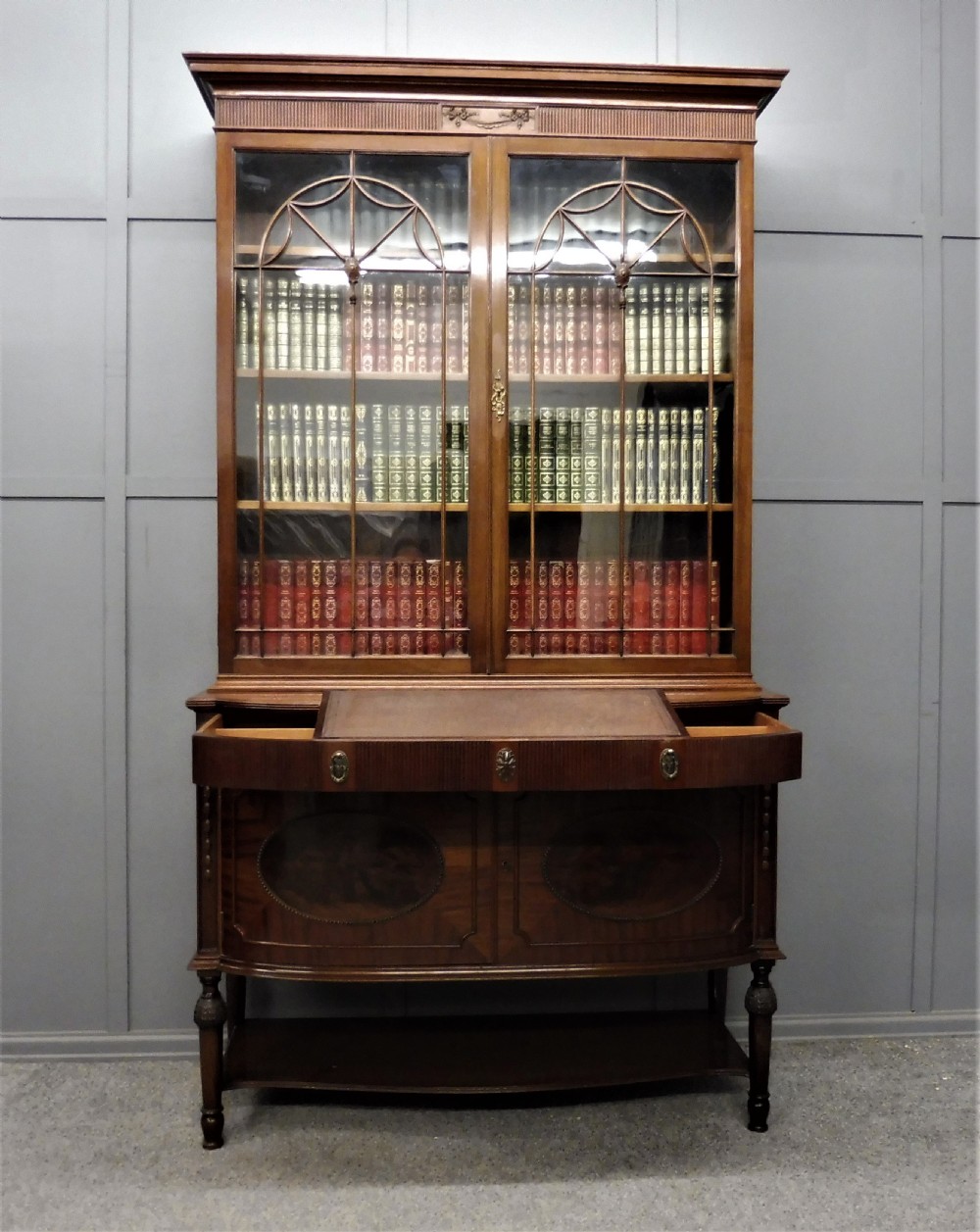 SUPERIOR QUALITY EDWARDIAN SECRETAIRE BOOKCASE BY CHRISTOPHER PRATT View III