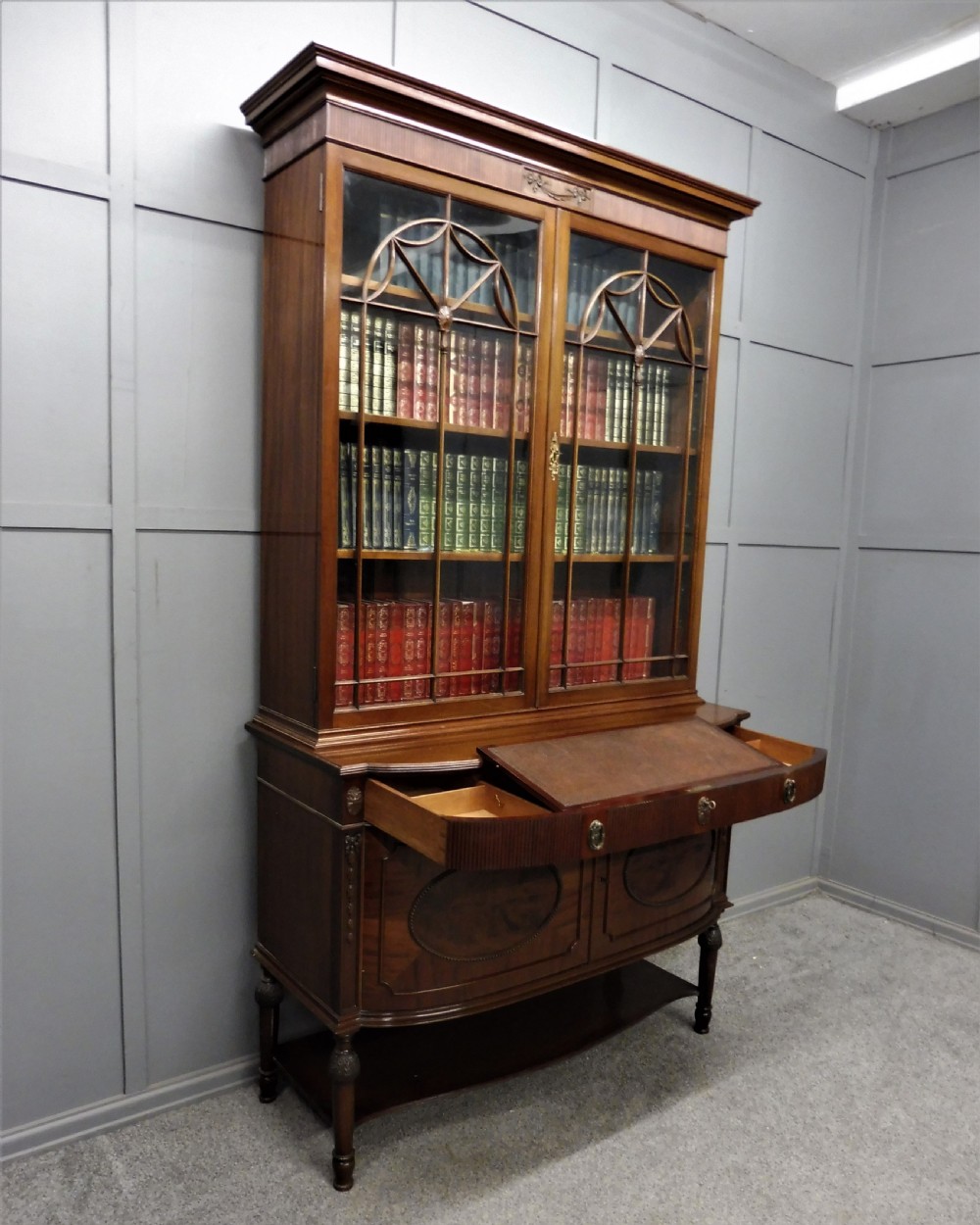 SUPERIOR QUALITY EDWARDIAN SECRETAIRE BOOKCASE BY CHRISTOPHER PRATT View VI