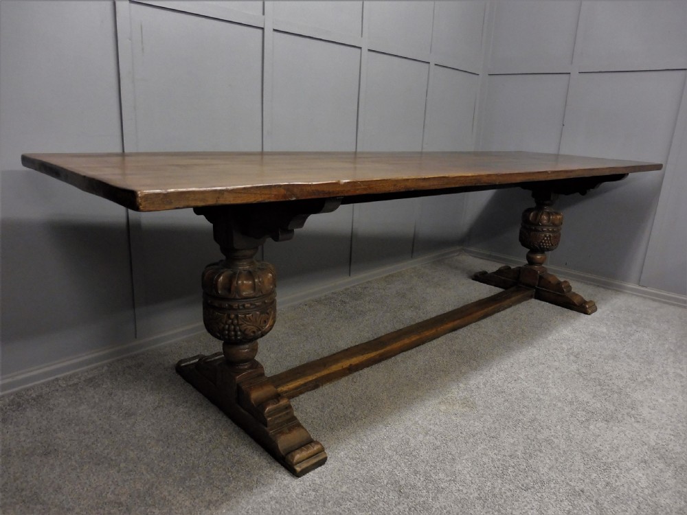 LARGE 9 FT OAK  REFECTORY TABLE View II