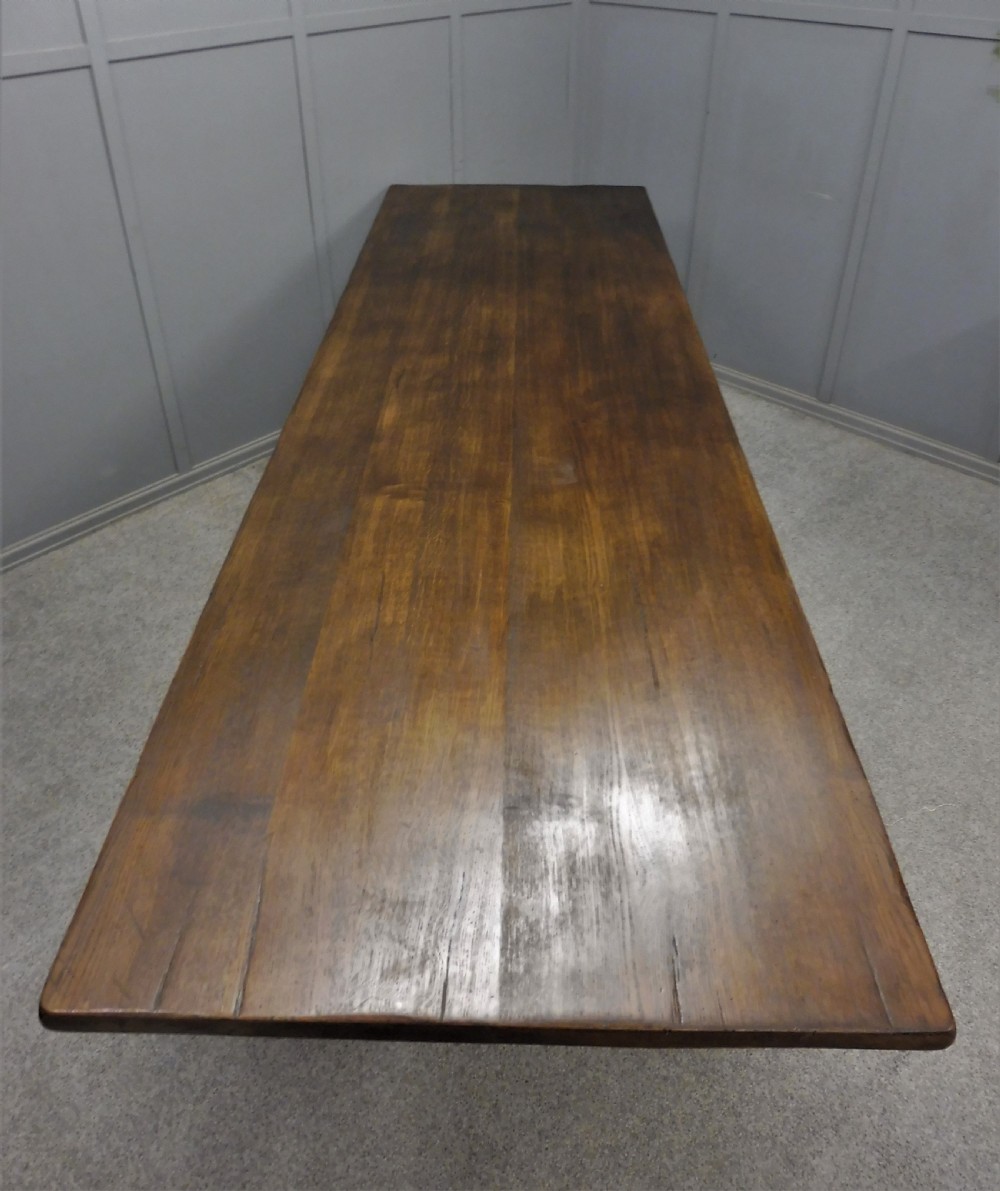 LARGE 9 FT OAK  REFECTORY TABLE View III