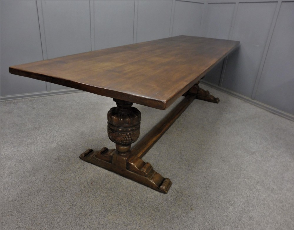 LARGE 9 FT OAK  REFECTORY TABLE View V