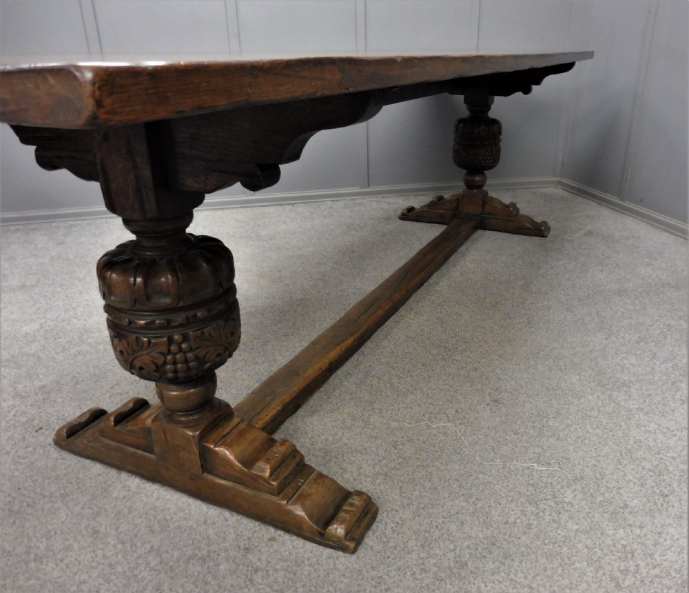 LARGE 9 FT OAK  REFECTORY TABLE View VI