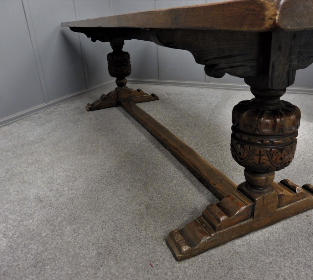 LARGE 9 FT OAK  REFECTORY TABLE View VII