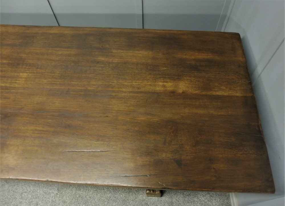 LARGE 9 FT OAK  REFECTORY TABLE View VIII