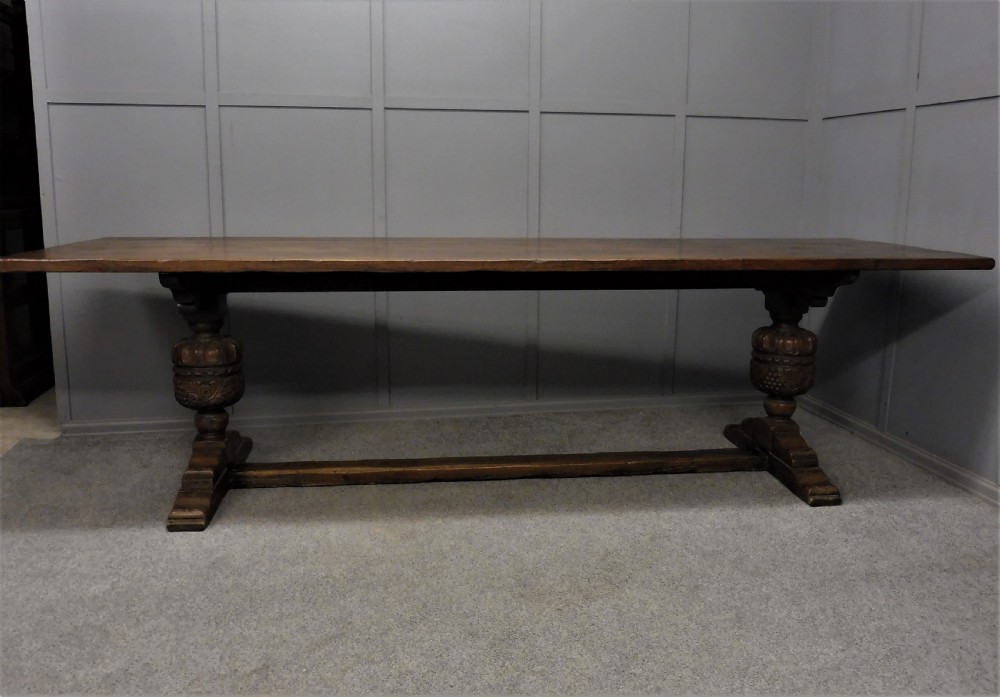 LARGE 9 FT OAK  REFECTORY TABLE View X