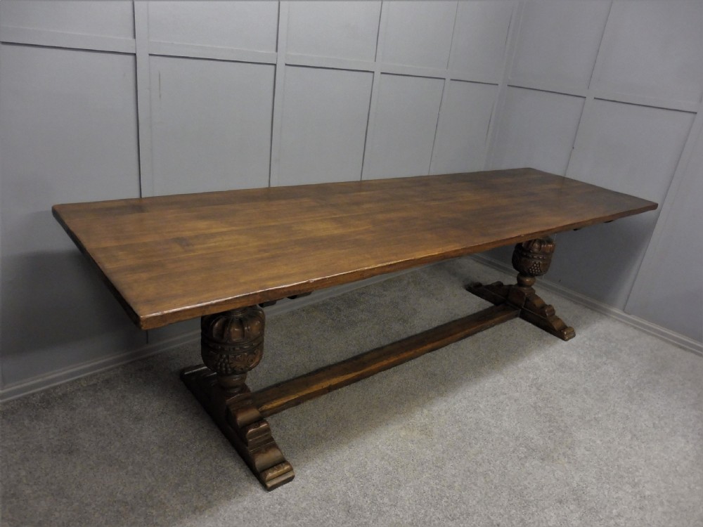 LARGE 9 FT OAK  REFECTORY TABLE View XII
