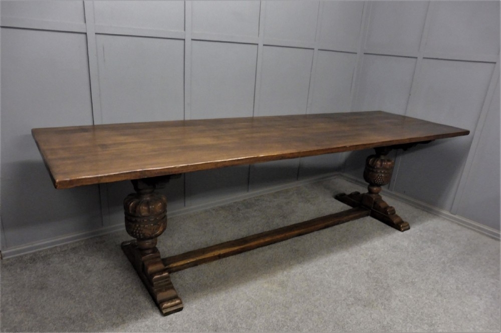 LARGE 9 FT OAK  REFECTORY TABLE View XIII