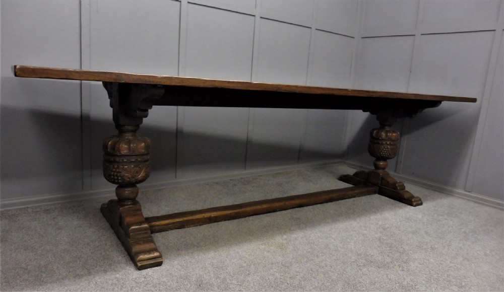 LARGE 9 FT OAK  REFECTORY TABLE View XIV