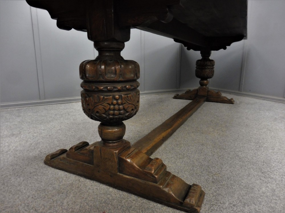 LARGE 9 FT OAK  REFECTORY TABLE View XV