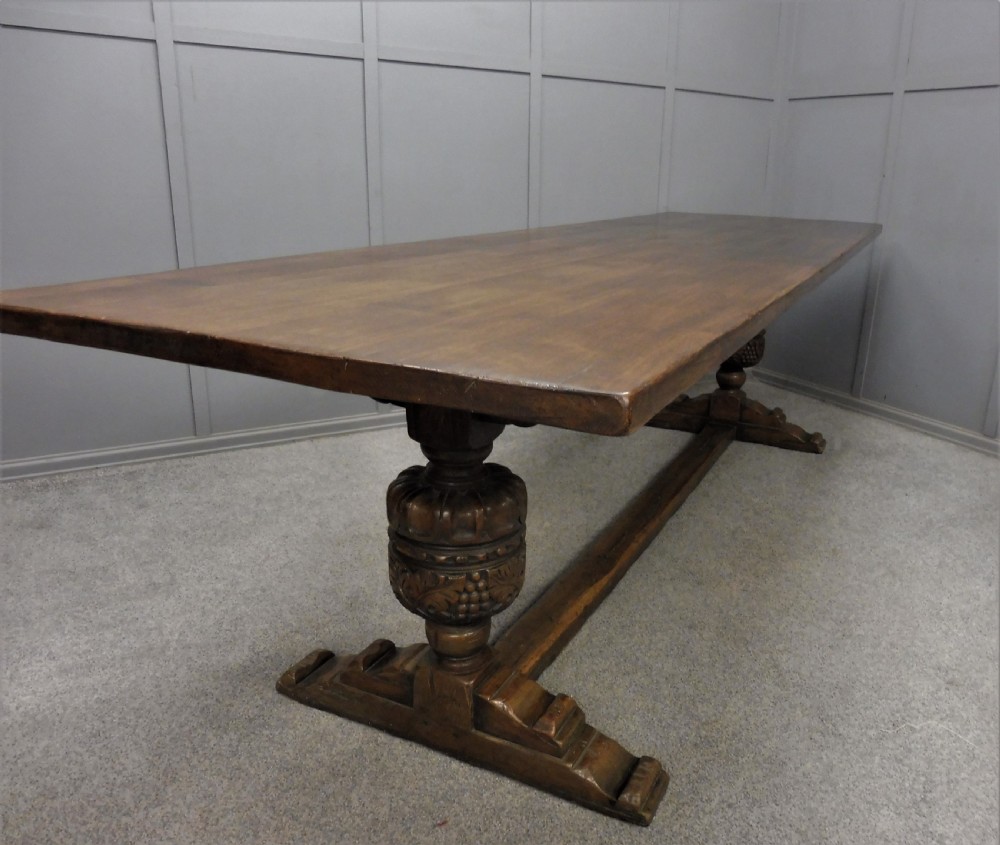 LARGE 9 FT OAK  REFECTORY TABLE View XVII