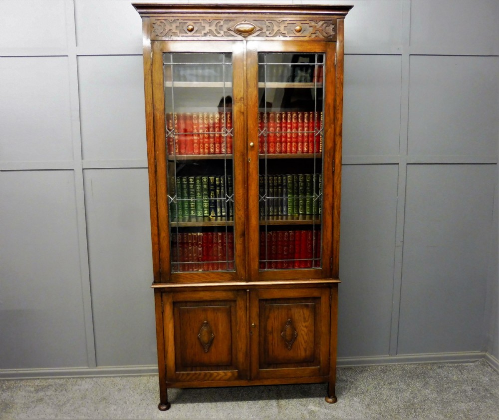 EDWARDIAN OAK BOOKCASE View II