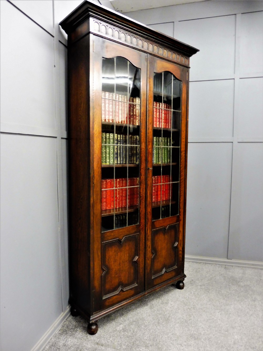 TALL SLIM OAK BOOKCASE View III