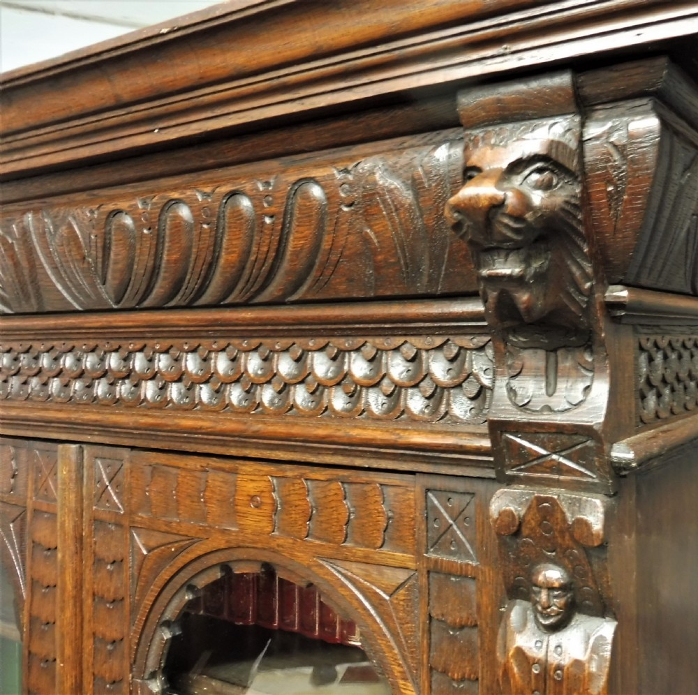 19TH CENTURY CARVED OAK BOOKCASE View VII