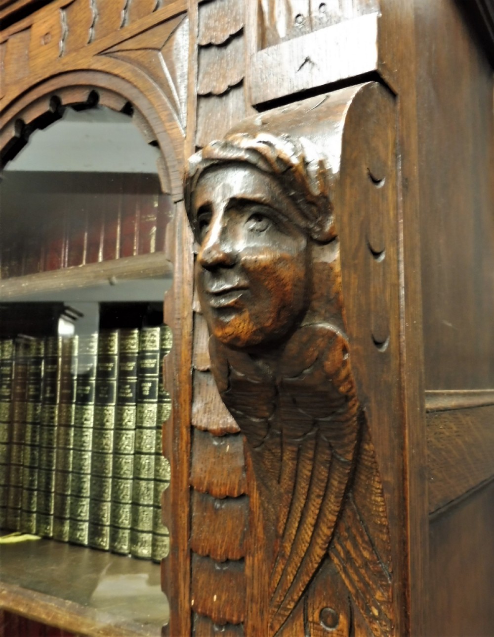 19TH CENTURY CARVED OAK BOOKCASE View VIII