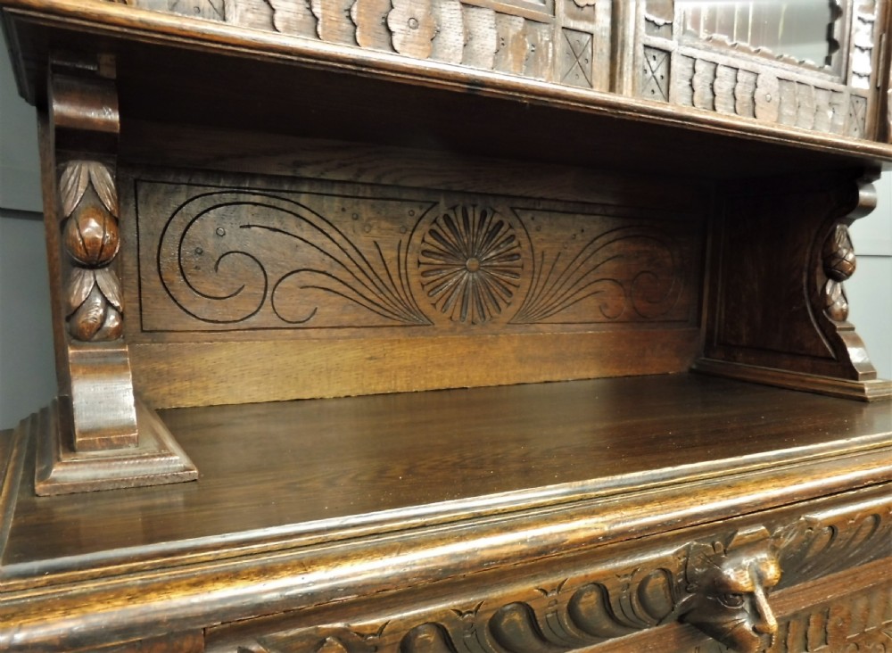 19TH CENTURY CARVED OAK BOOKCASE View XI