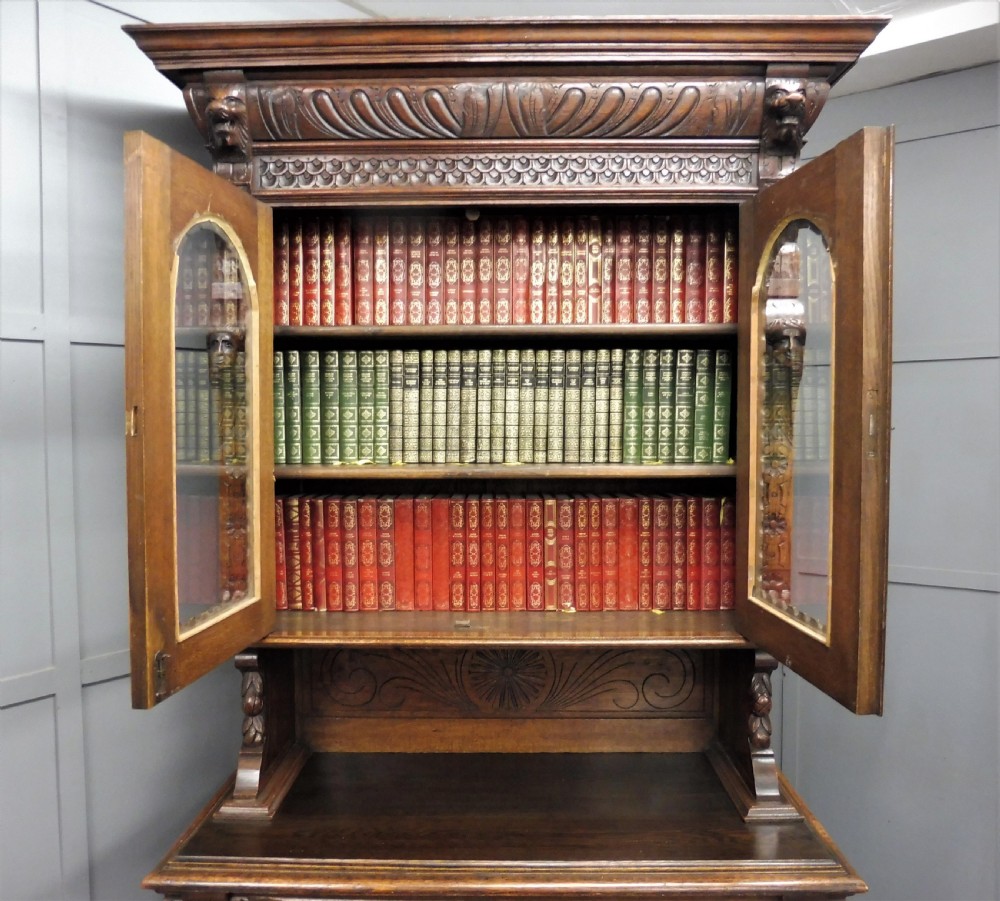 19TH CENTURY CARVED OAK BOOKCASE View XIII