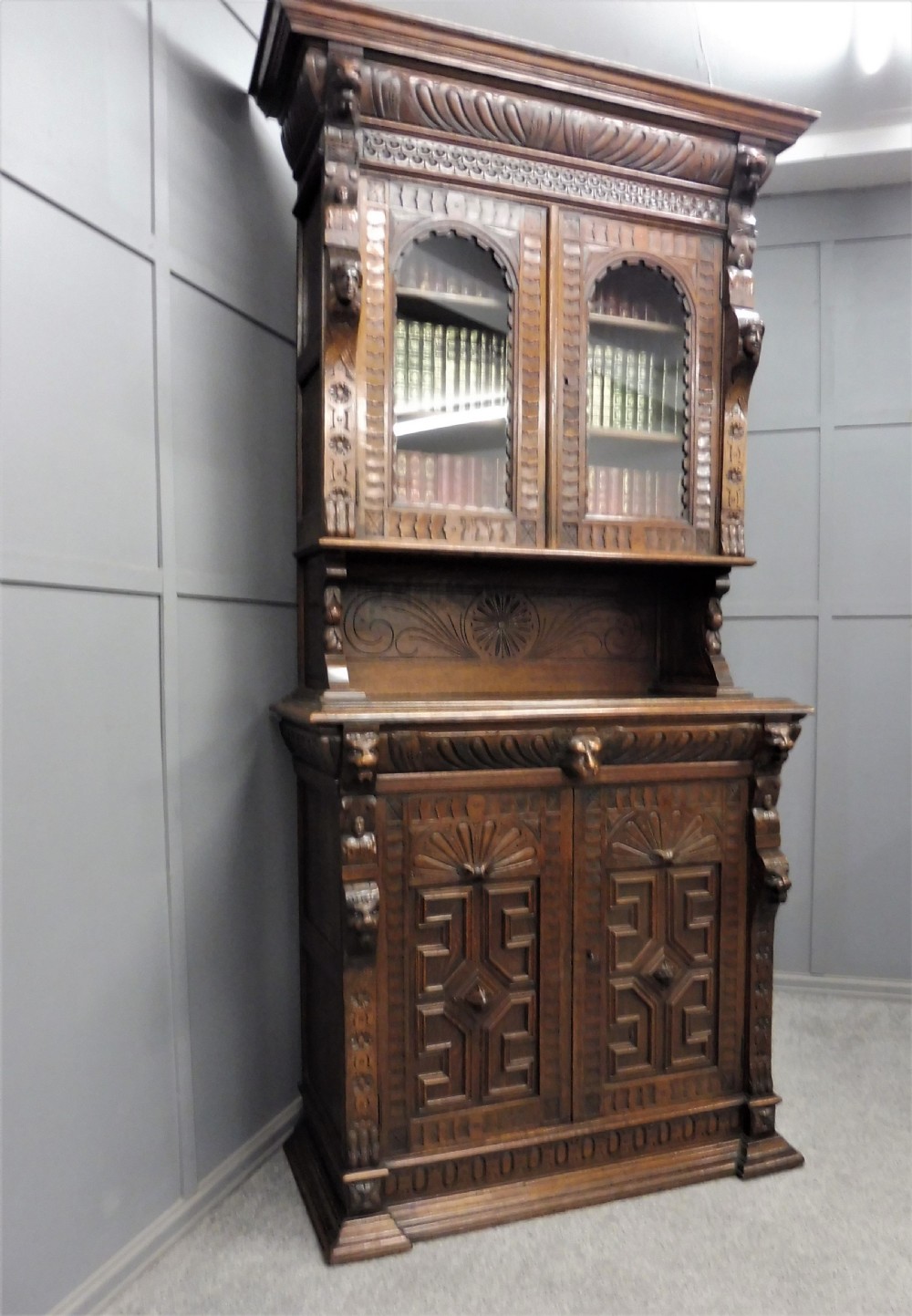 19TH CENTURY CARVED OAK BOOKCASE View XV