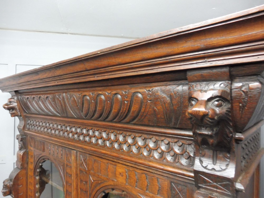 19TH CENTURY CARVED OAK BOOKCASE View XVI