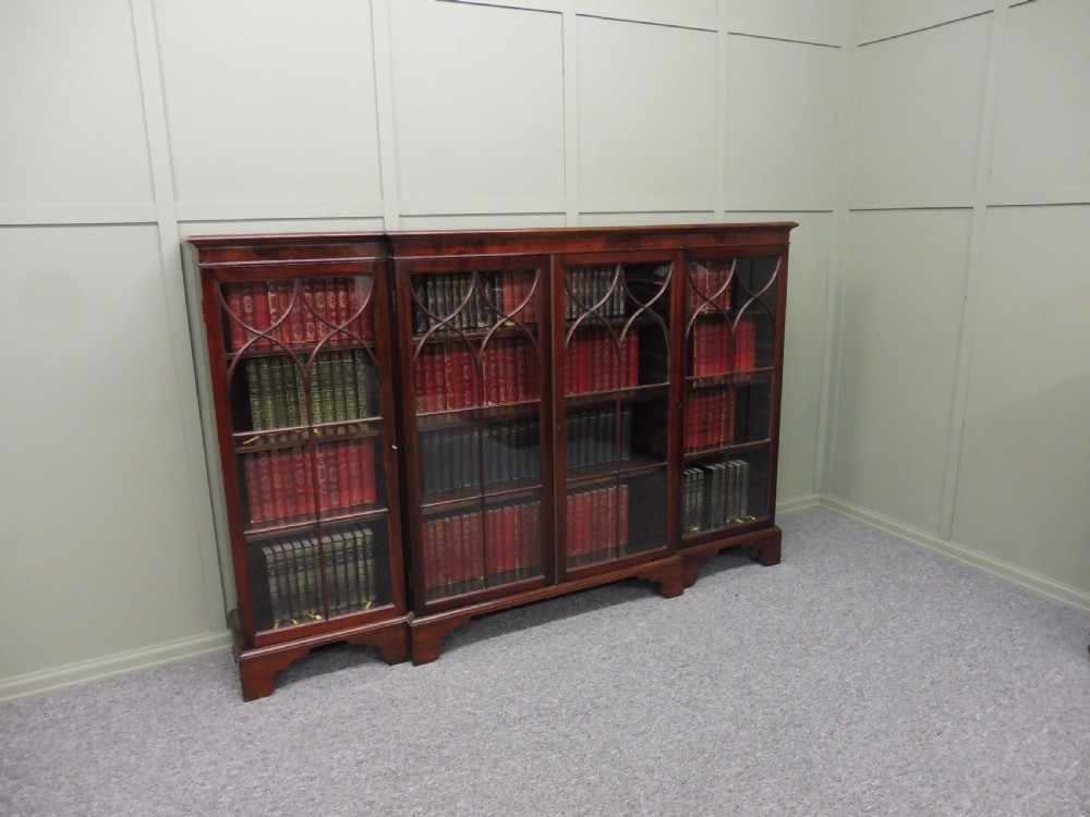 EDWARDIAN MAHOGANY BREAKFRONT BOOKCASE View X