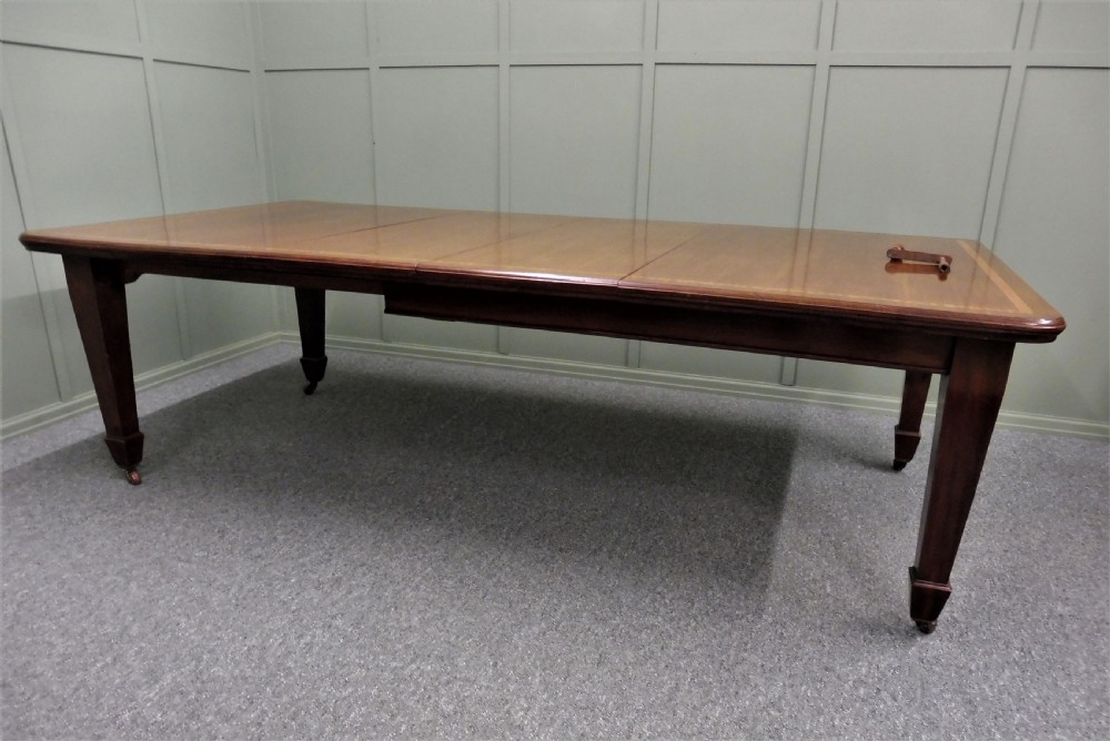 WALNUT INLAID EXTENDING DINING TABLE CIRCA 1900 View X