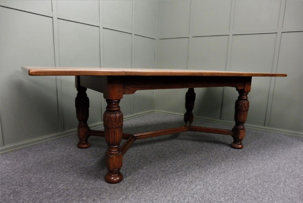 LARGE OAK FARMHOUSE TABLE SEATS 8-10 View II