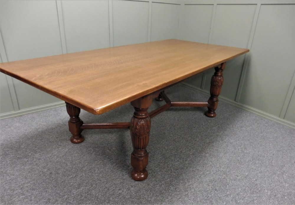 LARGE OAK FARMHOUSE TABLE SEATS 8-10 View IX