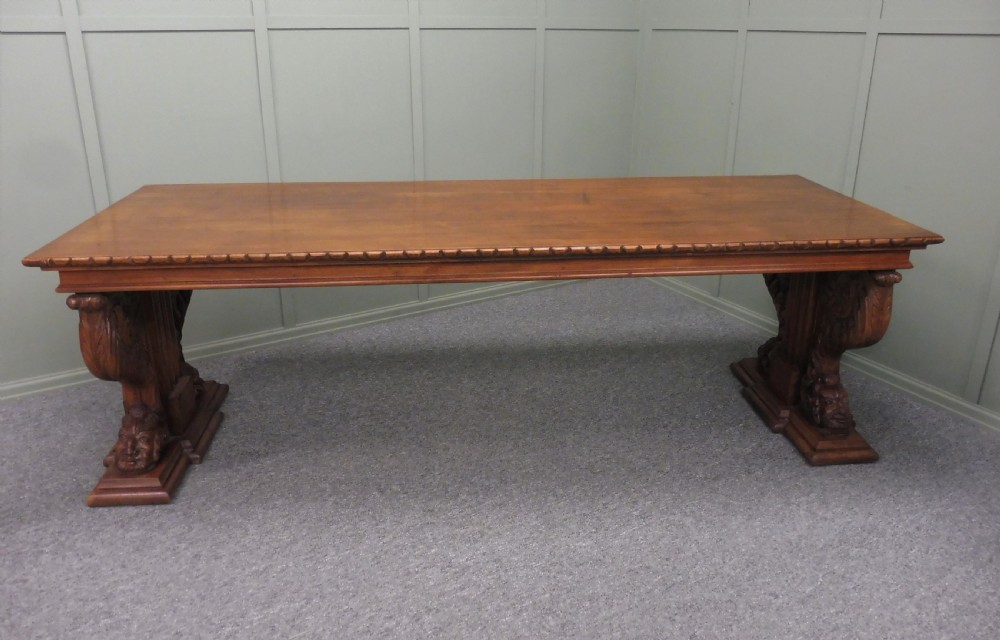LARGE ANGLO INDIAN TEAK DINING TABLE