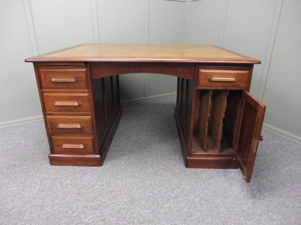 MAHOGANY LEATHER TOPPED PARTNERS DESK View X