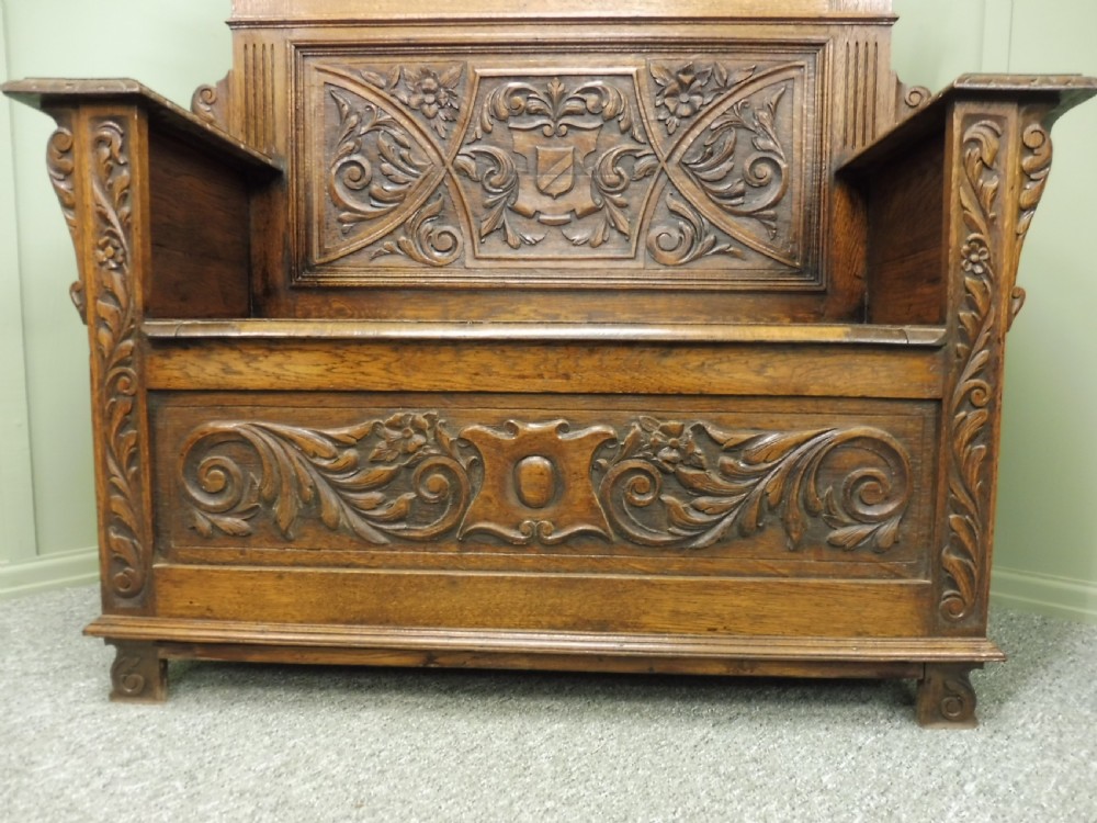 CARVED OAK GREEN MAN BENCH View VIII