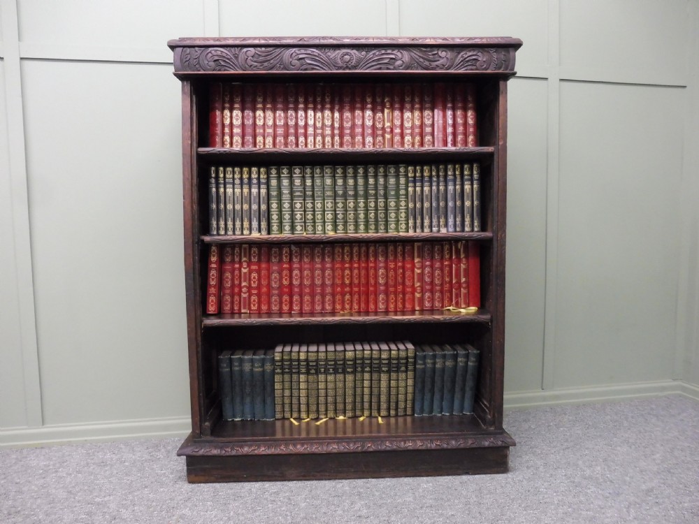 VICTORIAN CARVED OAK BOOKCASE