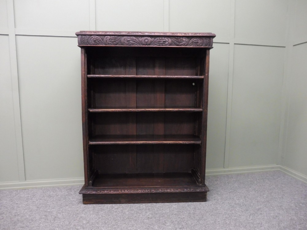 VICTORIAN CARVED OAK BOOKCASE View II