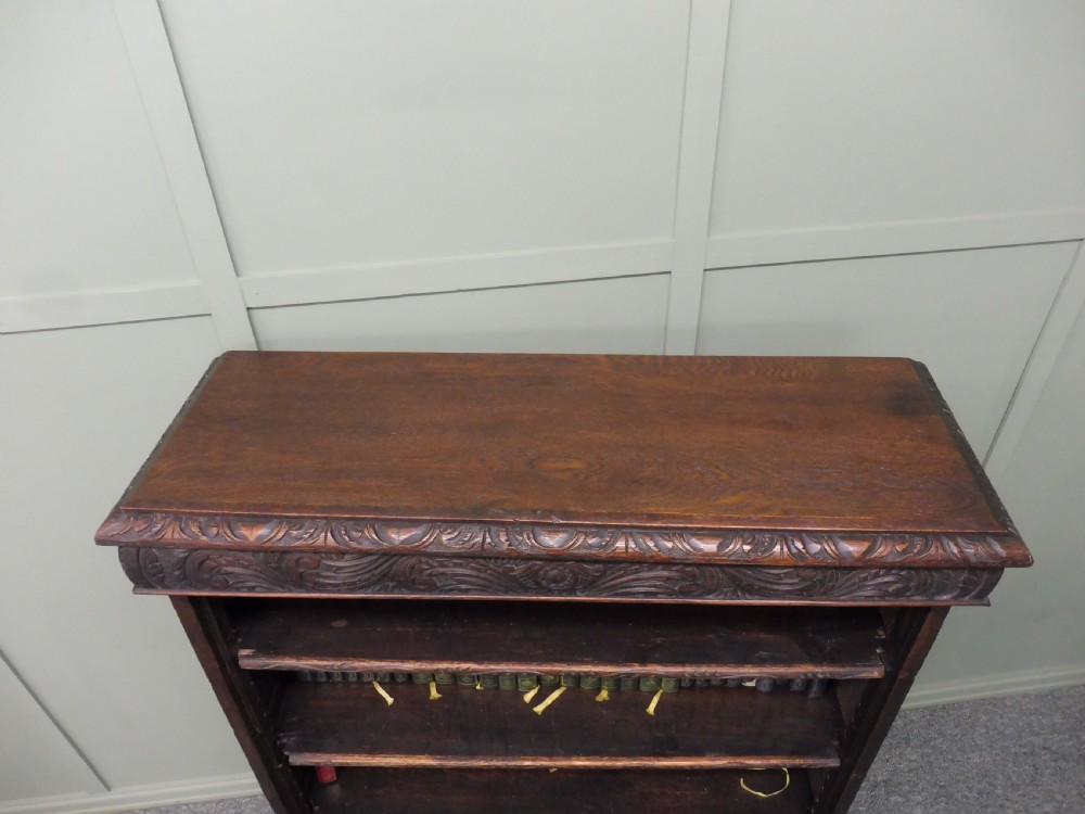 VICTORIAN CARVED OAK BOOKCASE View IV