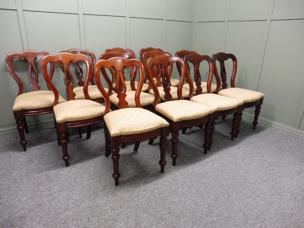 SET OF 12 VICTORIAN SPEARPOINT BALLOON BACK DINING CHAIRS View II