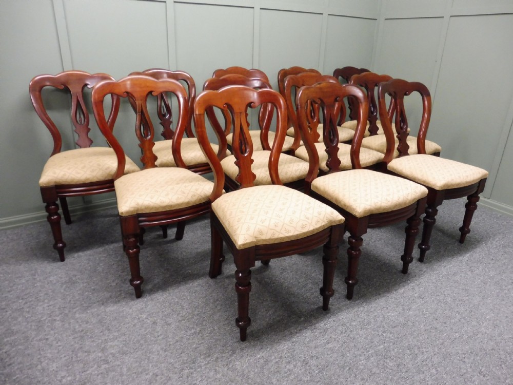 SET OF 12 VICTORIAN SPEARPOINT BALLOON BACK DINING CHAIRS View III