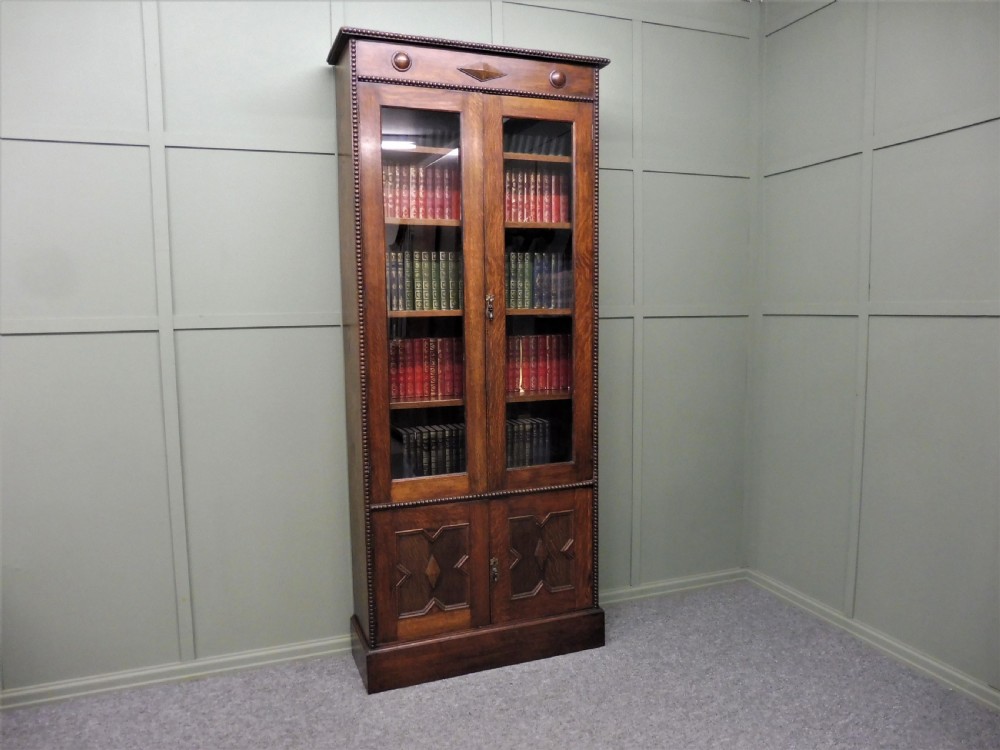 TALL SLIM OAK BOOKCASE View II