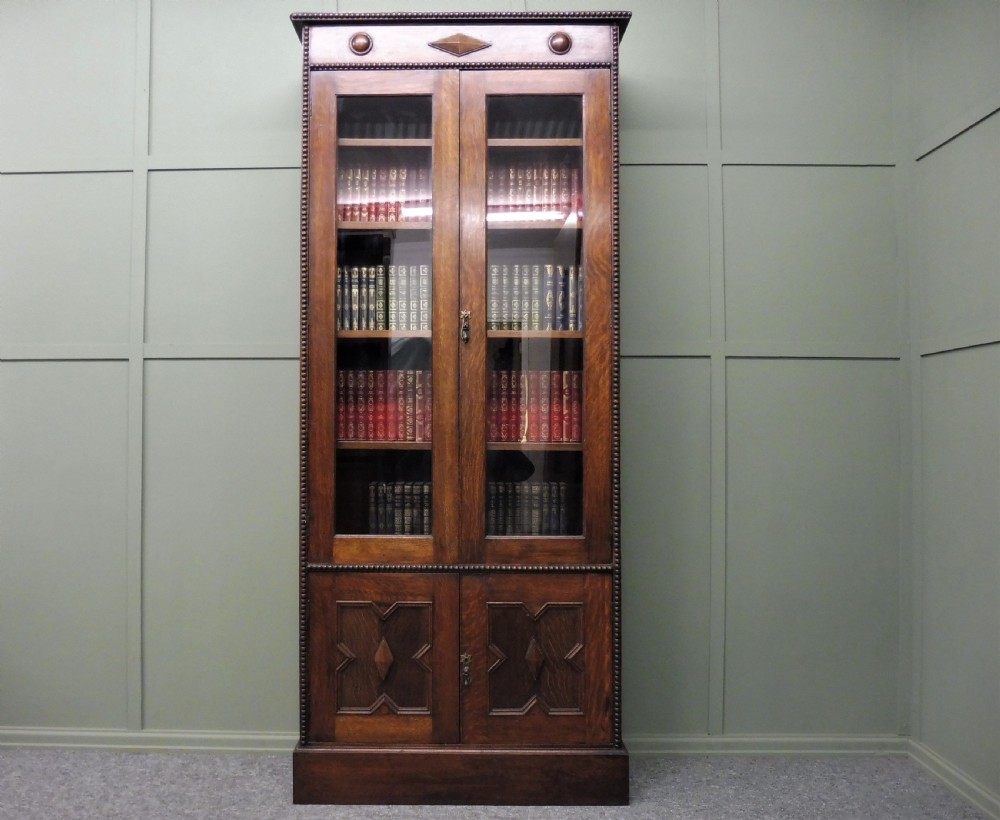 TALL SLIM OAK BOOKCASE View III