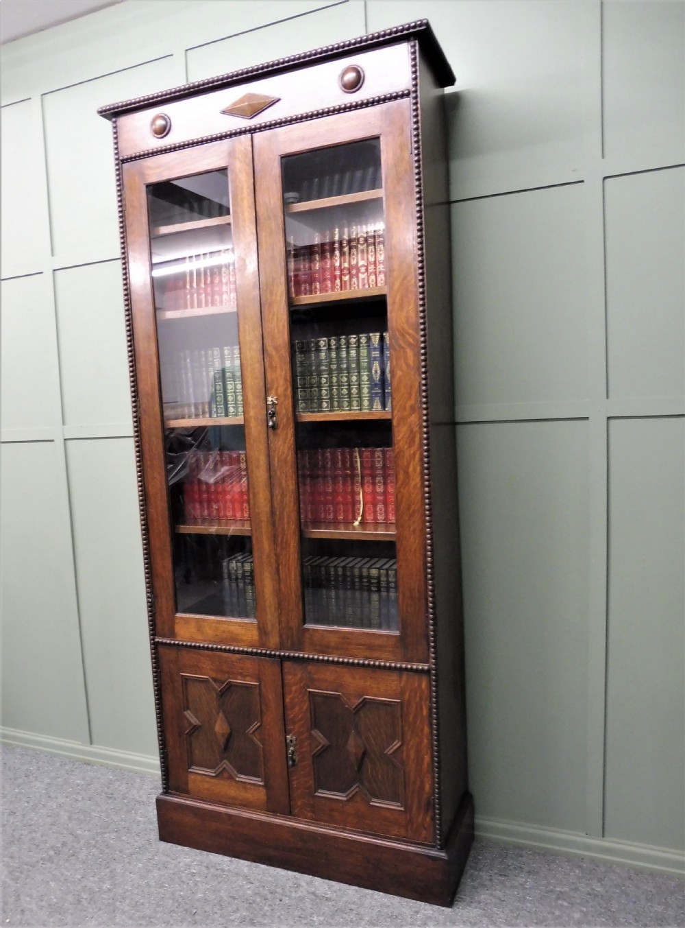 TALL SLIM OAK BOOKCASE View IX