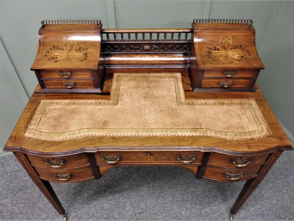 LOVELY INLAID ROSEWOOD DESK BY MAPLE AND CO View V