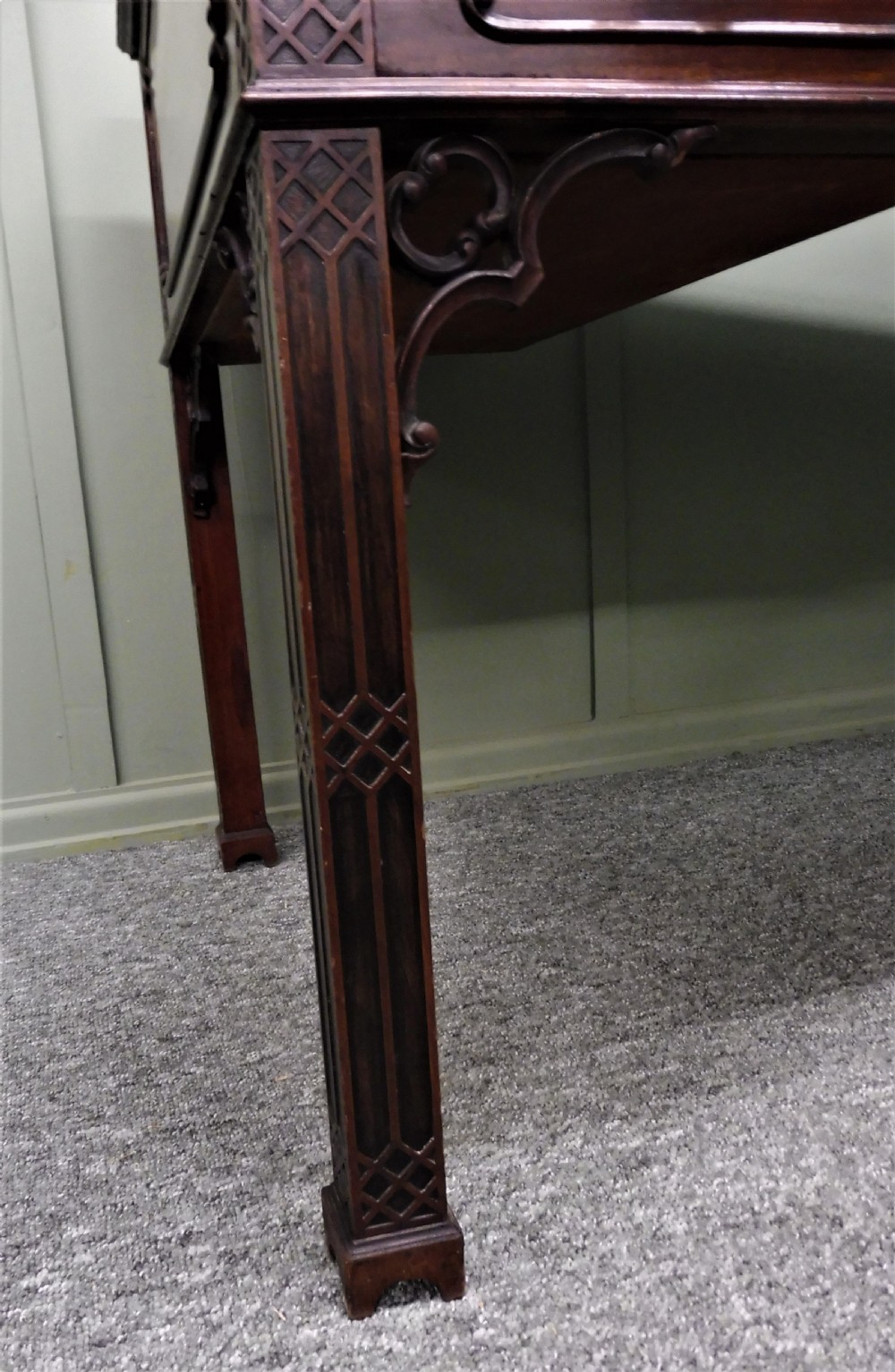 MAHOGANY CHIPPENDALE REVIVAL DESK View XIV