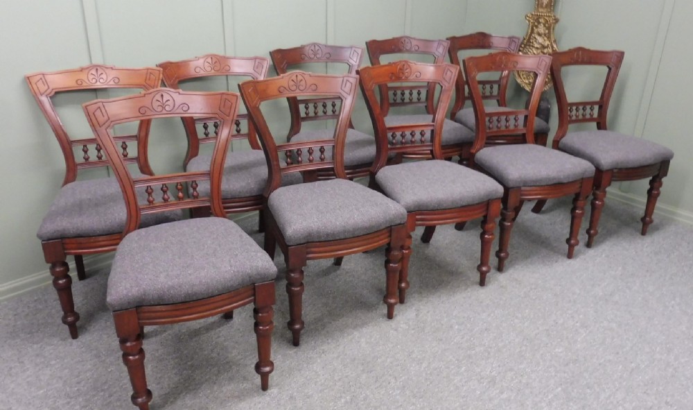 SET OF 10 VICTORIAN MAHOGANY DINING CHAIRS