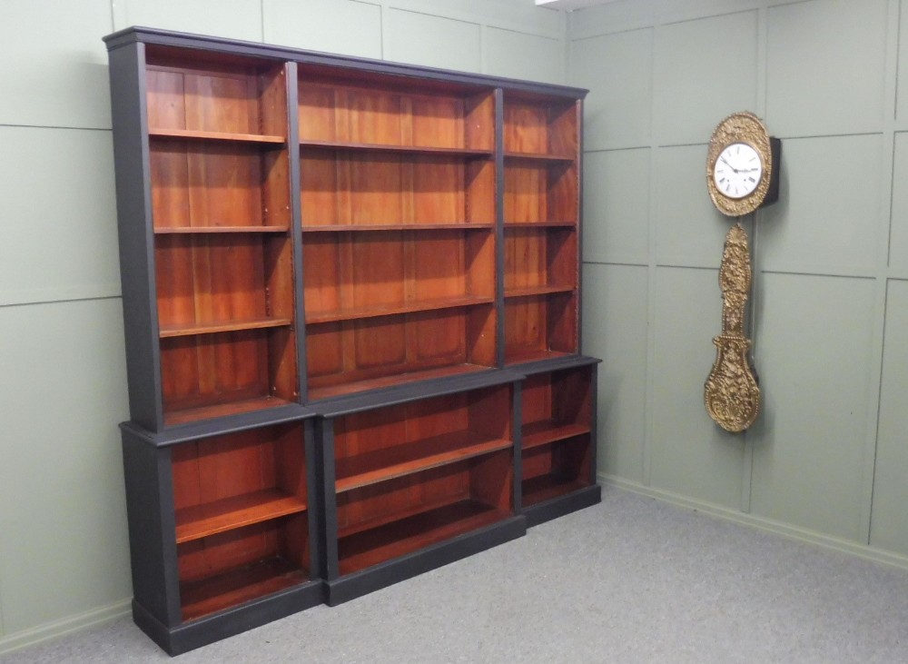 RUSTIC  VICTORIAN PAINTED OPEN BOOKCASE