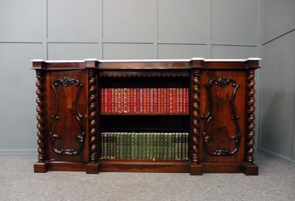 MID 19TH CENTURY ROSEWOOD AND MARBLE BOOKCASE
