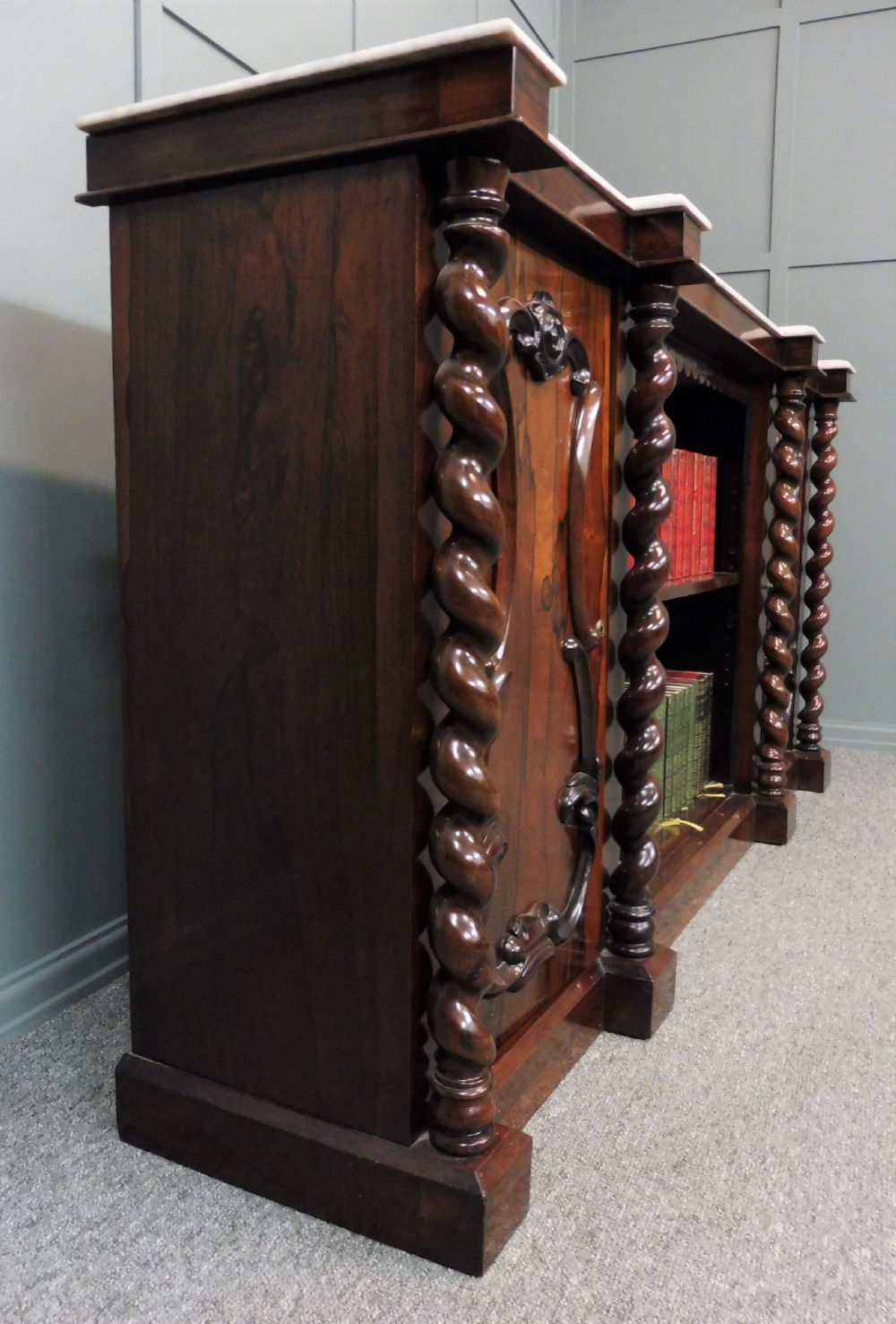 MID 19TH CENTURY ROSEWOOD AND MARBLE BOOKCASE View IX