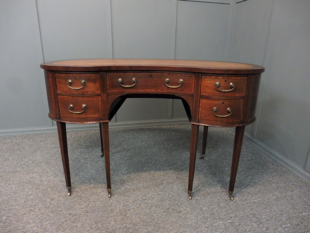 EDWARDIAN INLAID KIDNEY SHAPED DESK View II