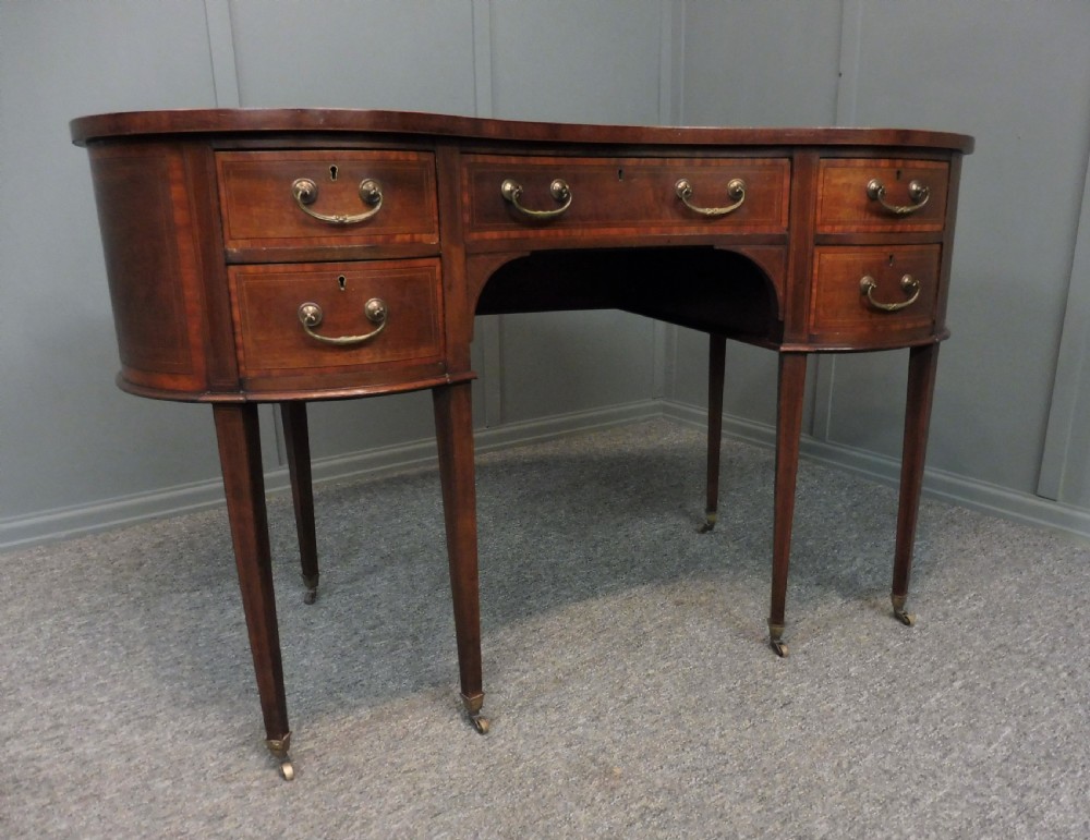 EDWARDIAN INLAID KIDNEY SHAPED DESK View III