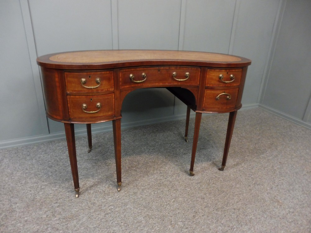 EDWARDIAN INLAID KIDNEY SHAPED DESK View X